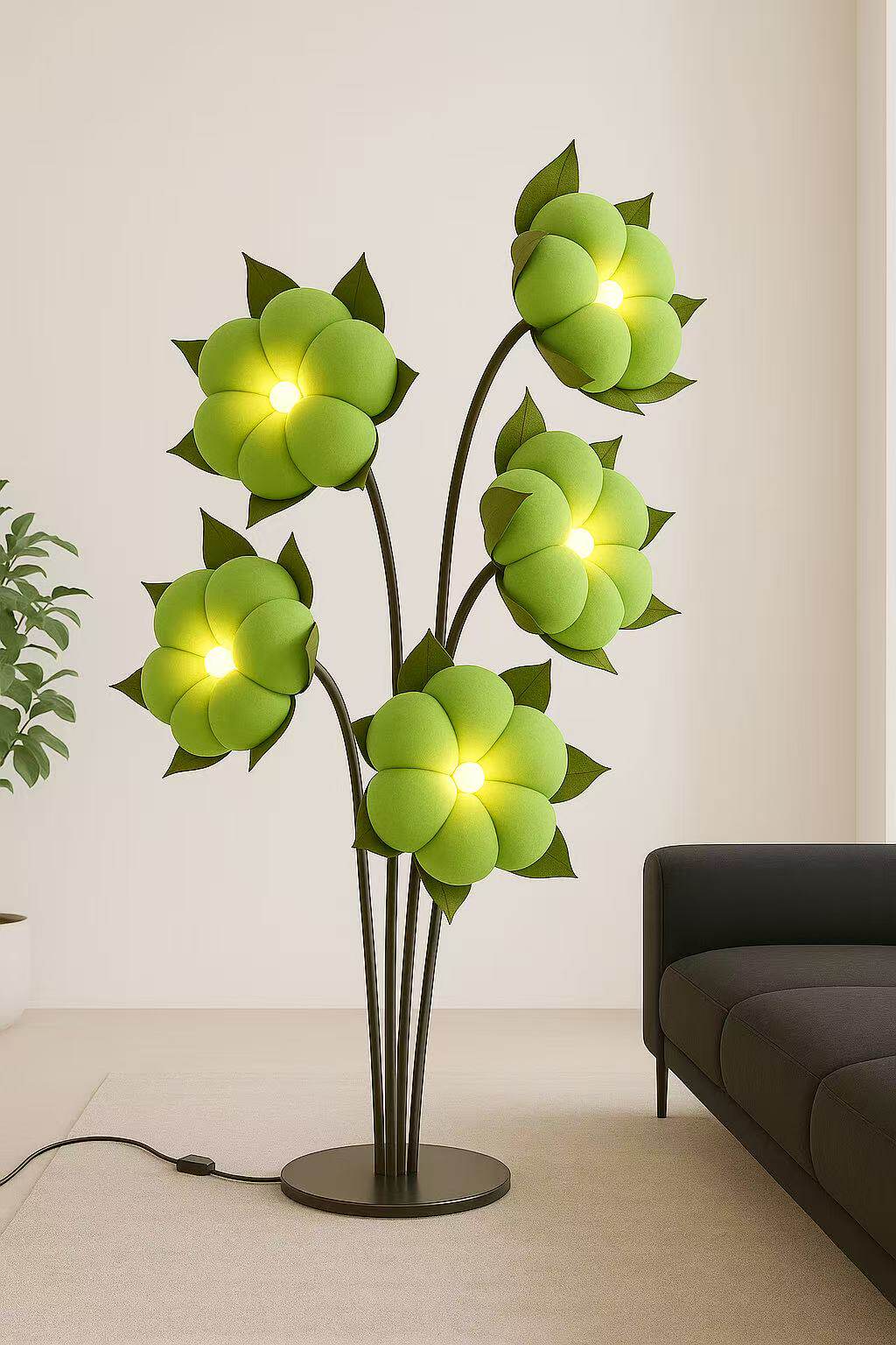 Sylvianne Green Blossom Floor Lamp