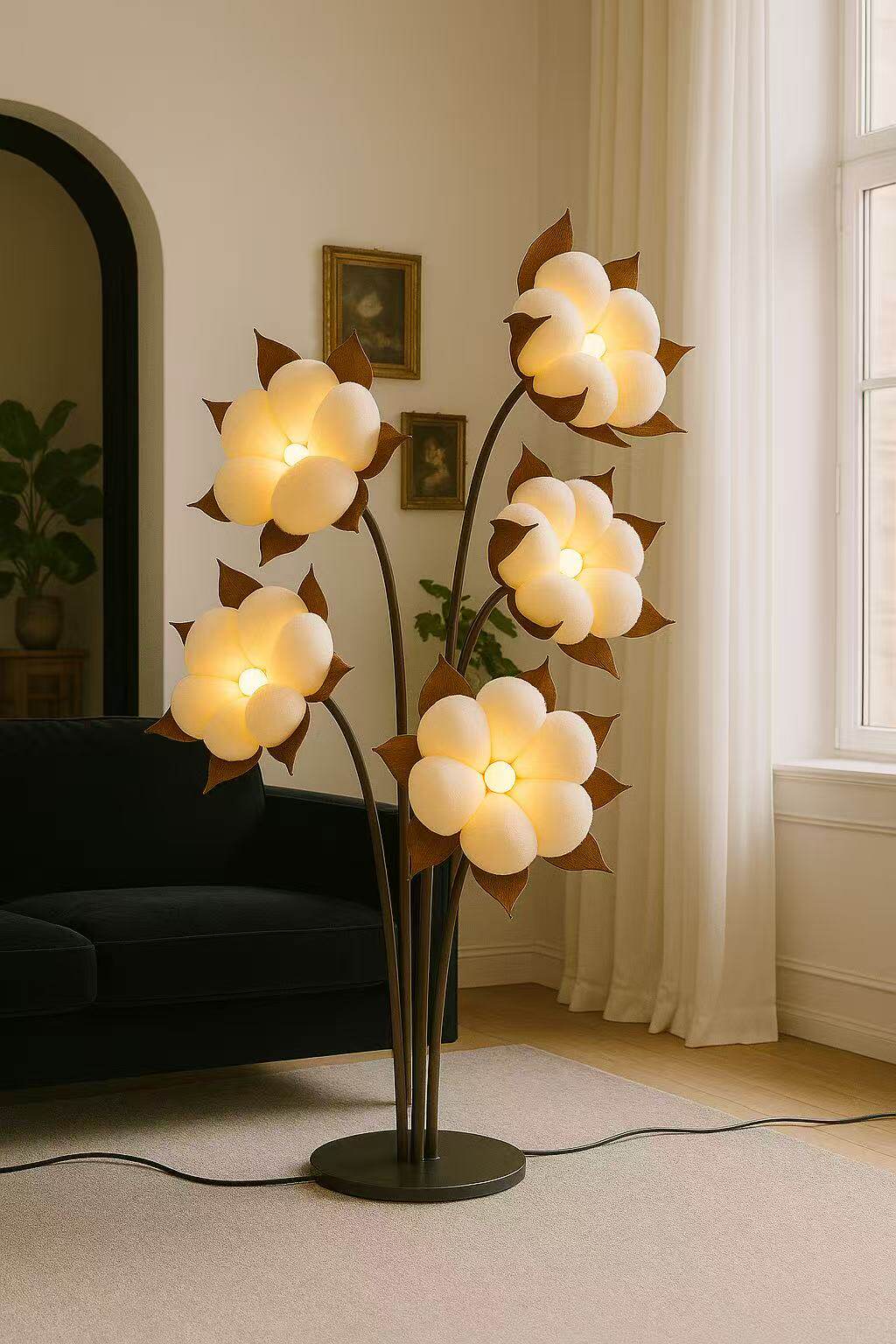 Sylvianne Green Blossom Floor Lamp