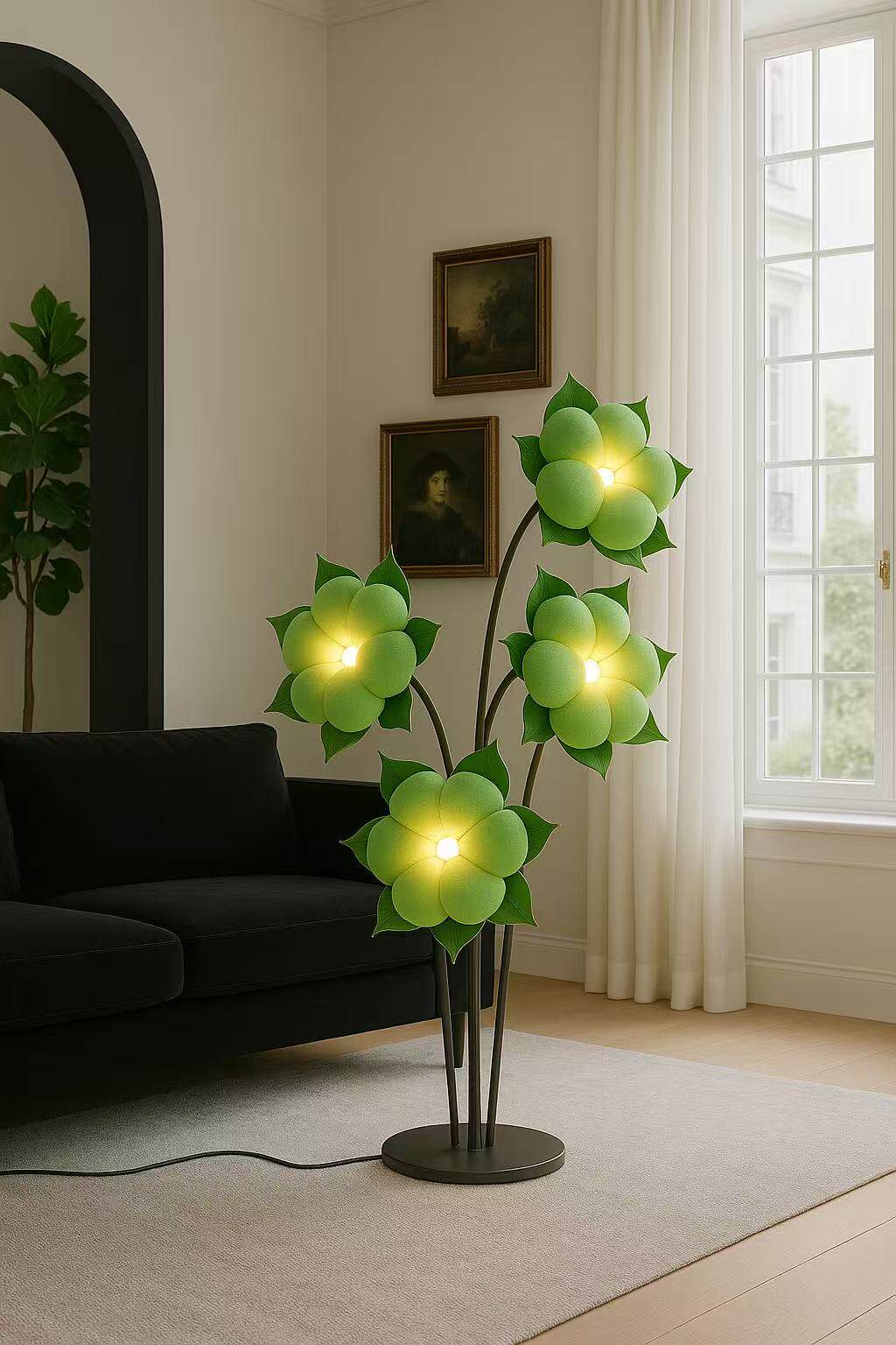 Sylvianne Green Blossom Floor Lamp