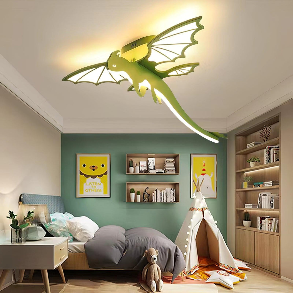 Miriora Ceiling Light Green Dinosaur LED