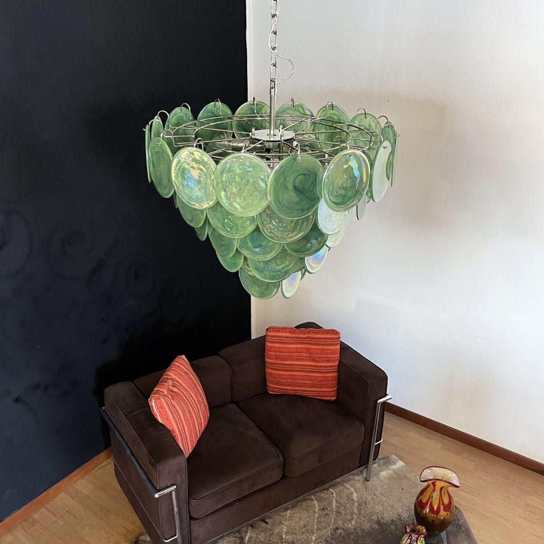 Lioraline Chandelier Green Murano Glass Disc Contemporary
