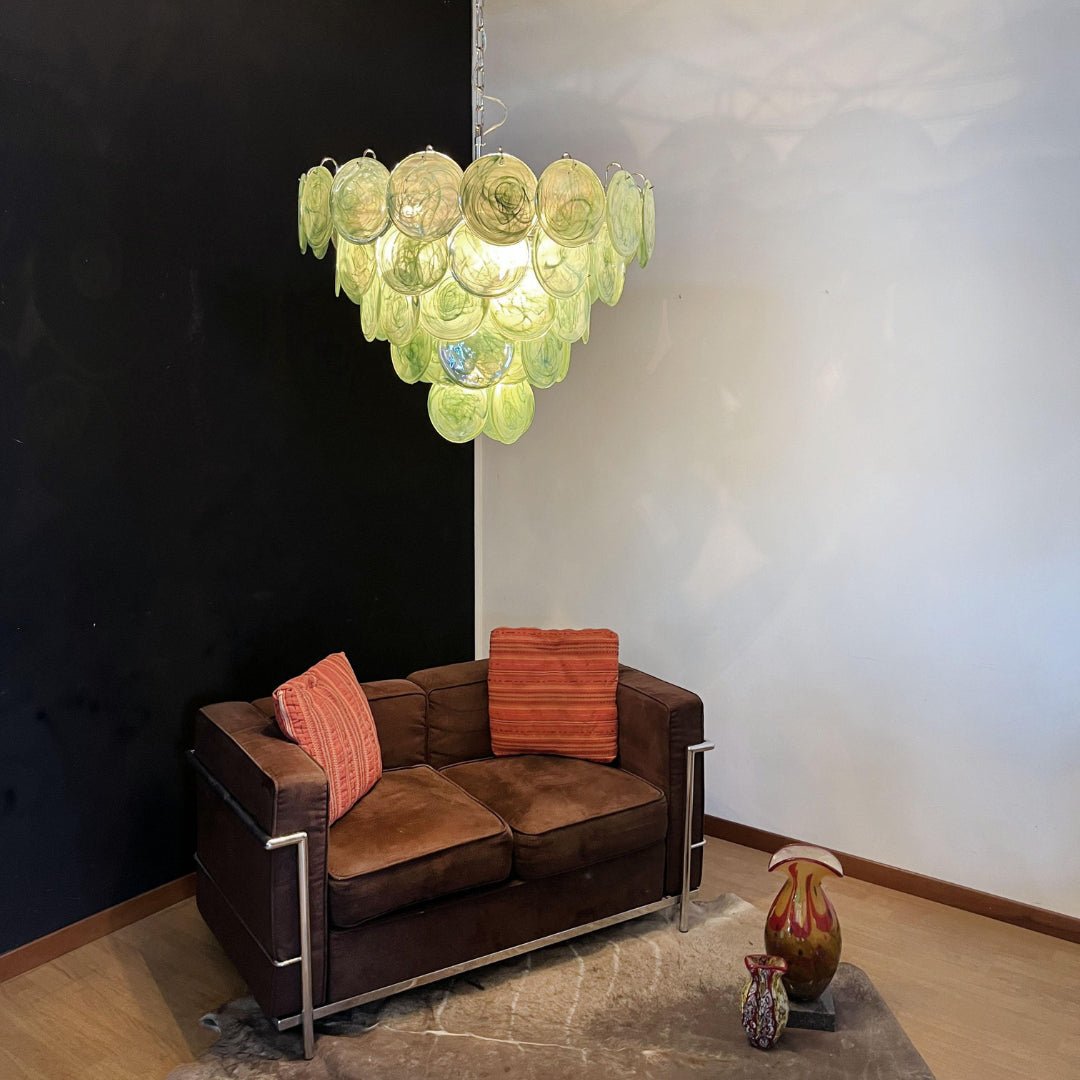 Lioraline Chandelier Green Murano Glass Disc Contemporary