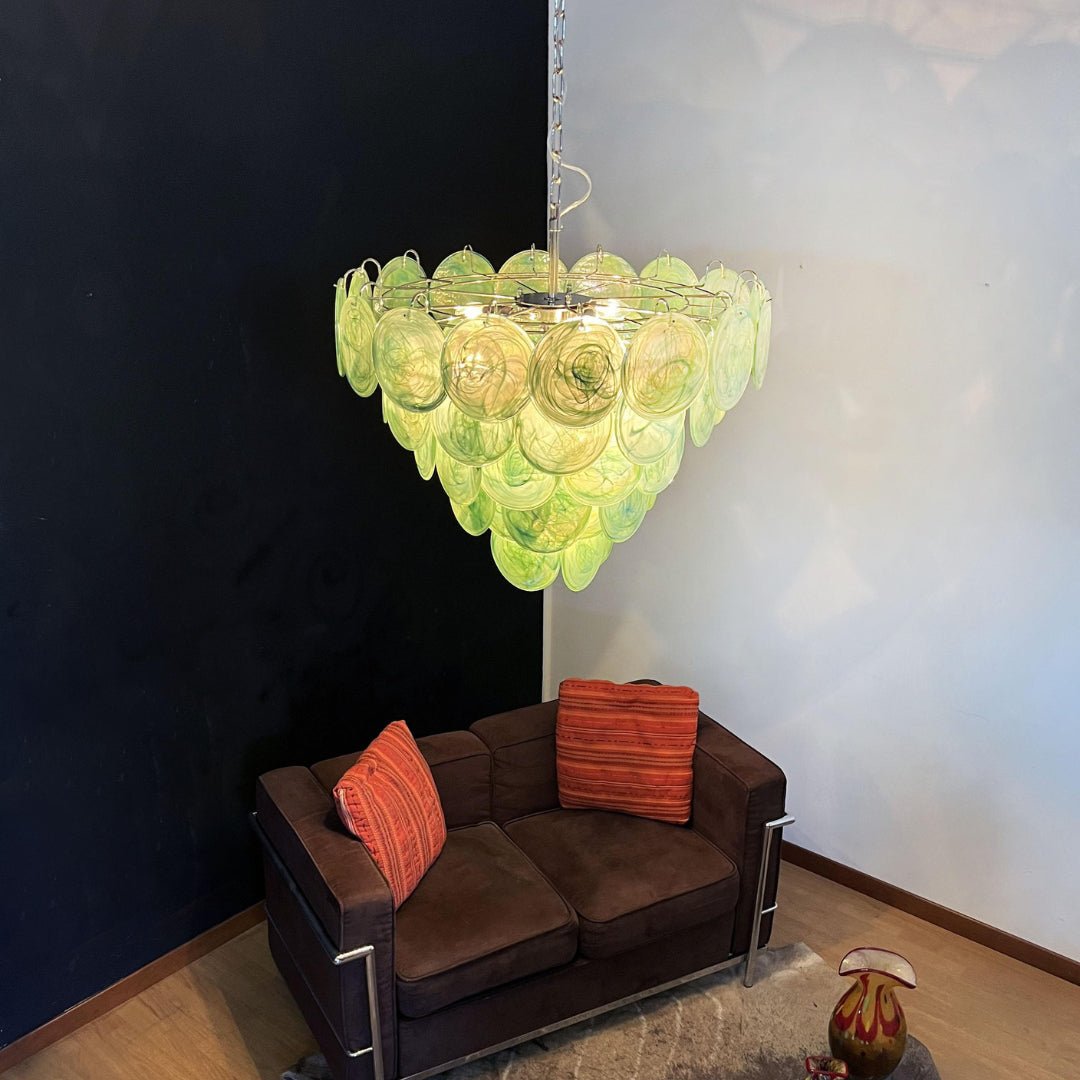 Lioraline Chandelier Green Murano Glass Disc Contemporary