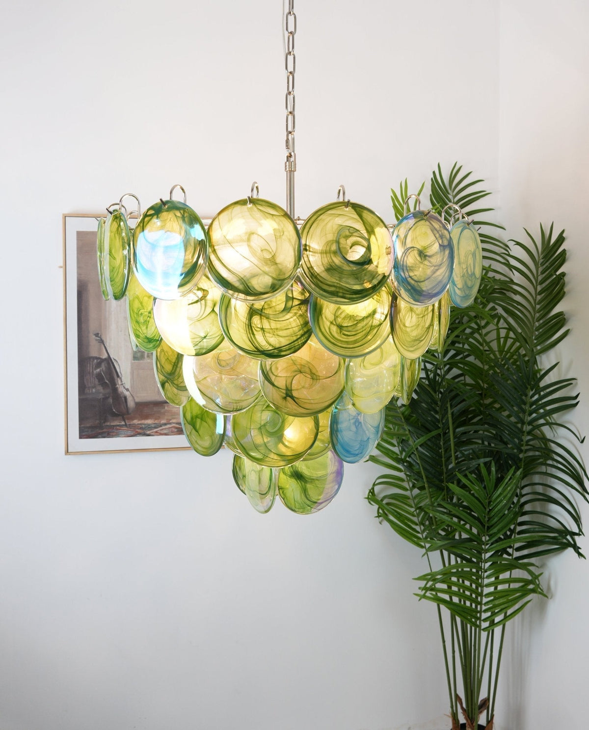Lioraline Chandelier Green Murano Glass Disc Contemporary
