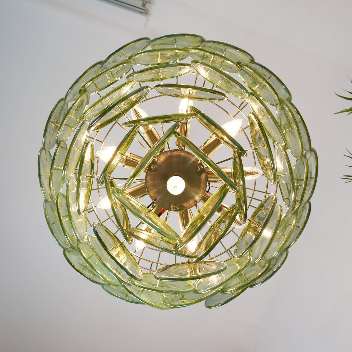 Lioraline Chandelier Green Murano Glass Disc Contemporary
