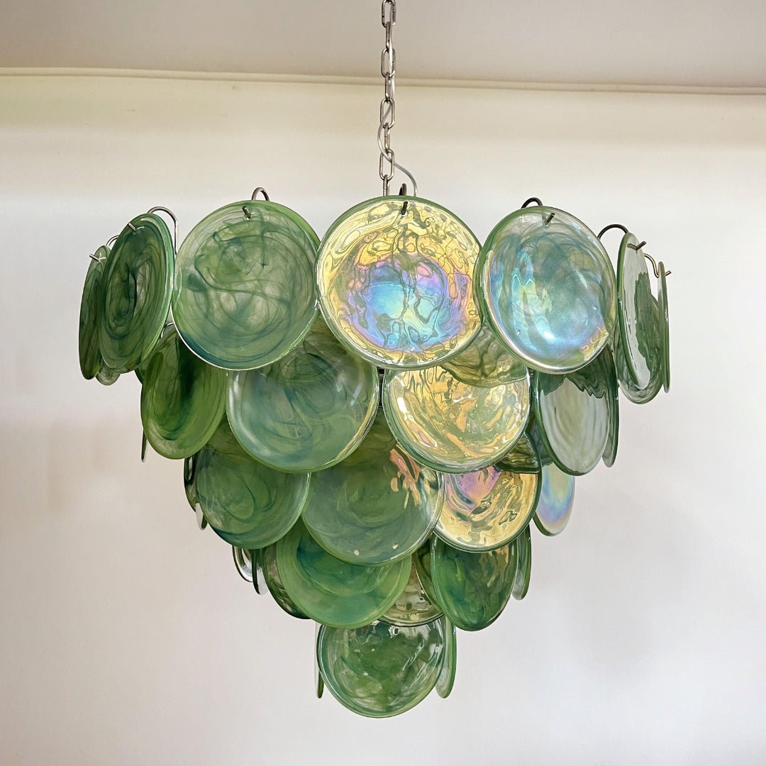 Lioraline Chandelier Green Murano Glass Disc Contemporary