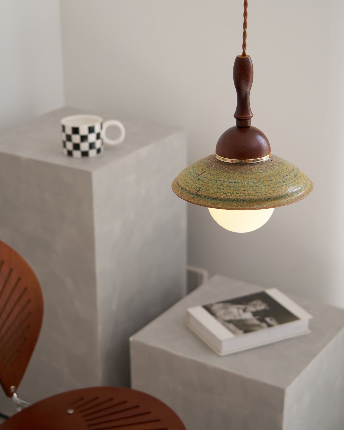 Macell Nordic Art Wood Ceramics Pendant Lamp