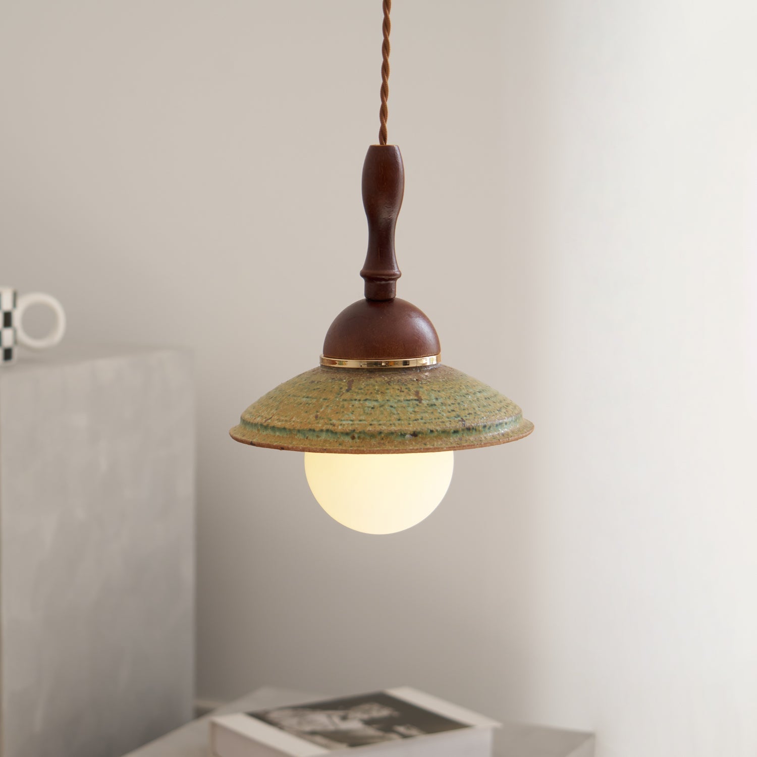 Macell Nordic Art Wood Ceramics Pendant Lamp