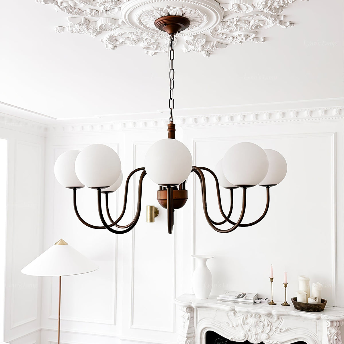 Grelor Chandelier Copper & Glass Grove Ball