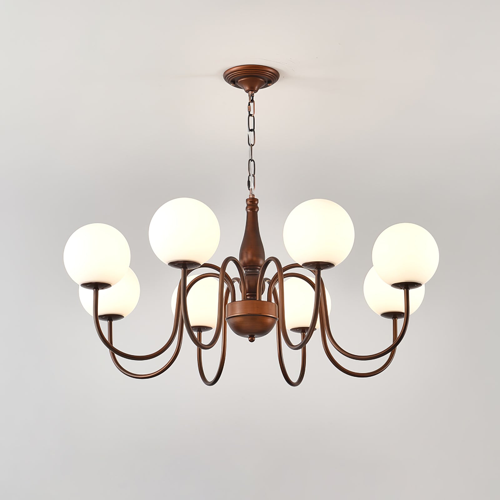 Grelor Chandelier Copper & Glass Grove Ball