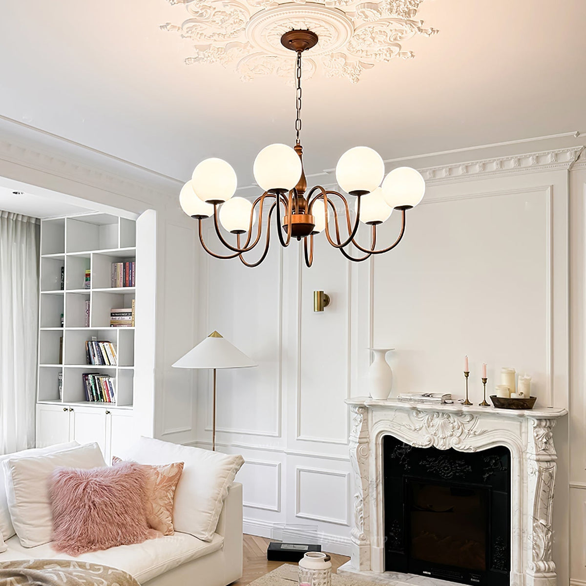 Grelor Chandelier Copper & Glass Grove Ball