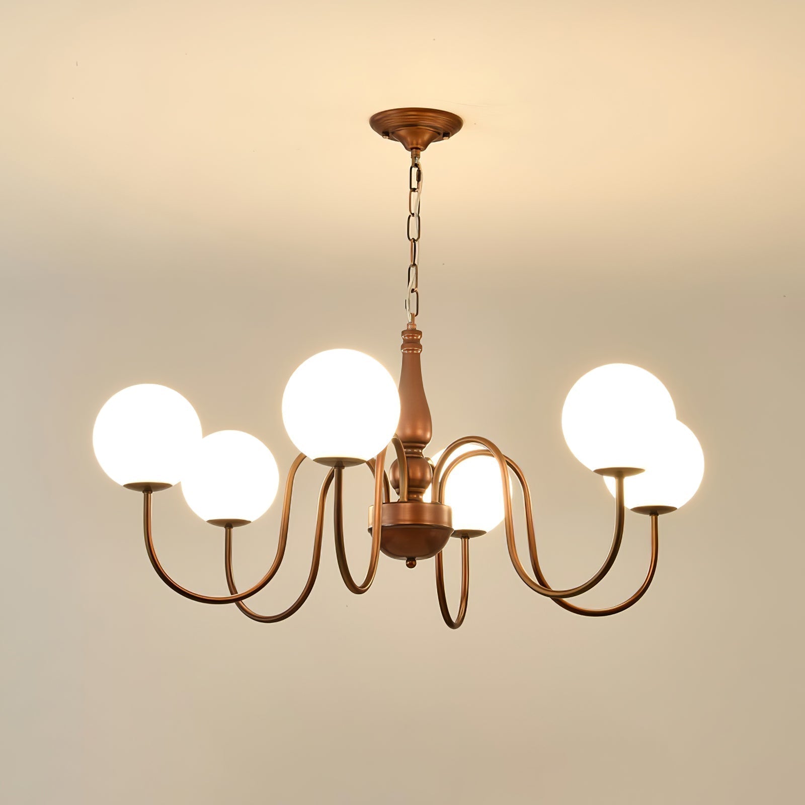 Grelor Chandelier Copper & Glass Grove Ball