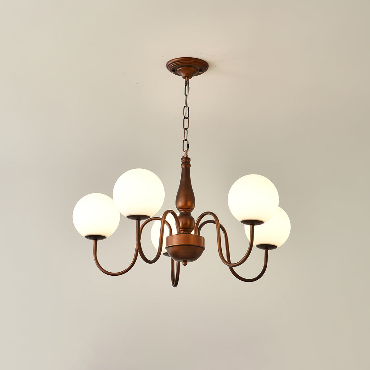 Grelor Chandelier Copper & Glass Grove Ball