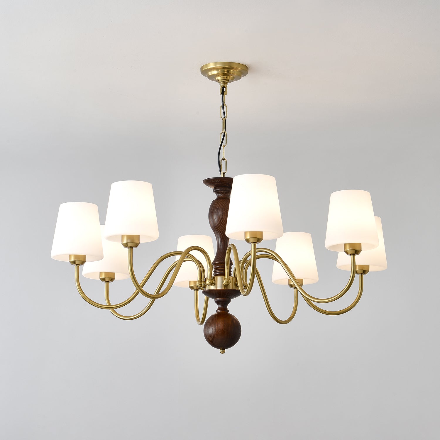Vivena Chandelier Brass Wood Rustic Vintage