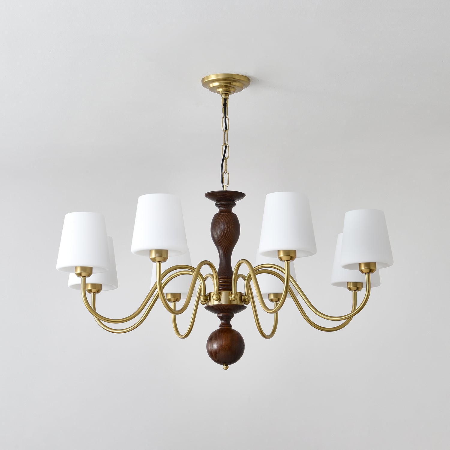 Vivena Chandelier Brass Wood Rustic Vintage