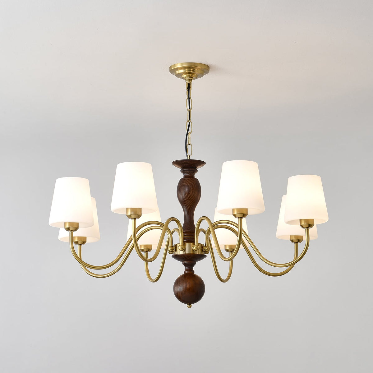 Vivena Chandelier Brass Wood Rustic Vintage