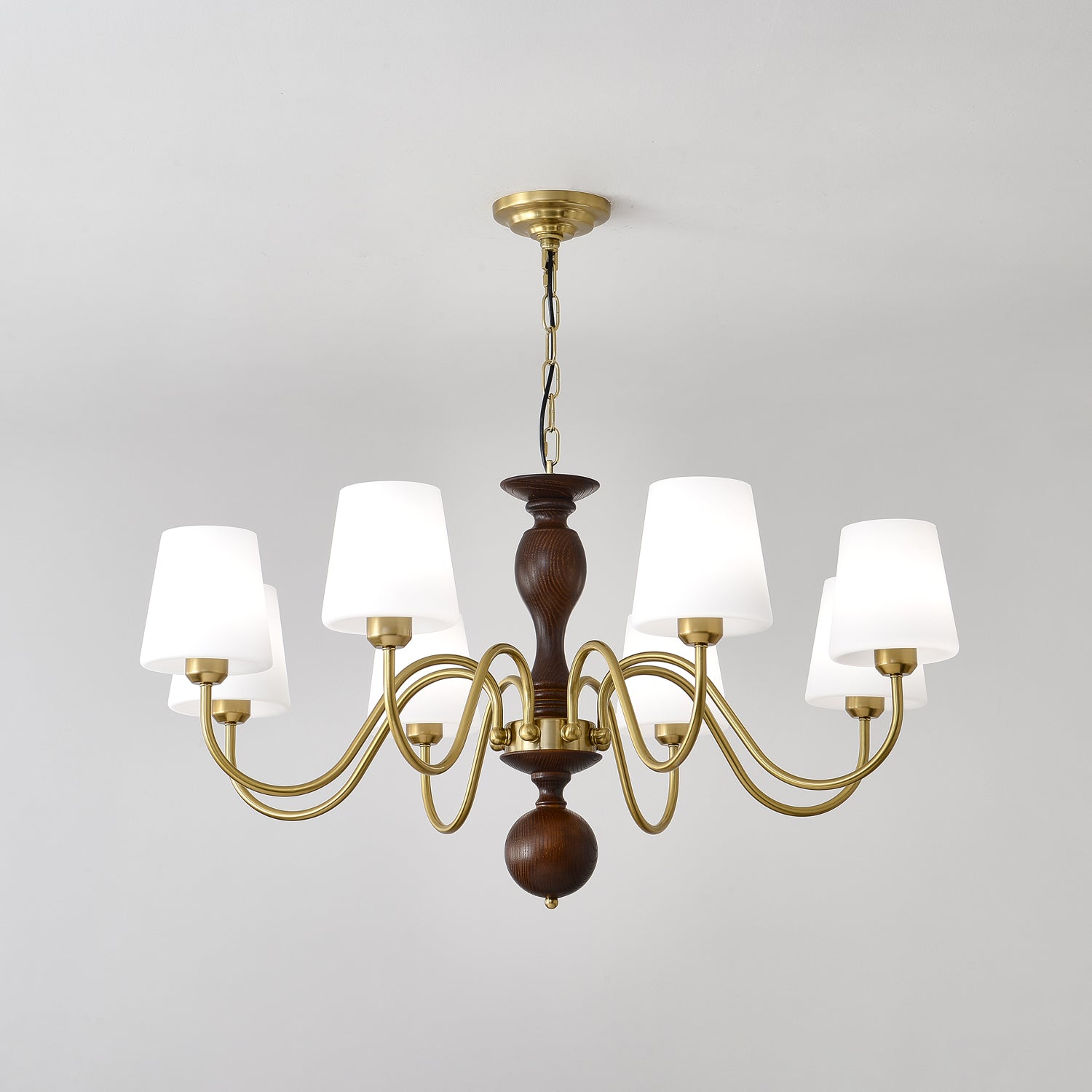 Vivena Chandelier Brass Wood Rustic Vintage