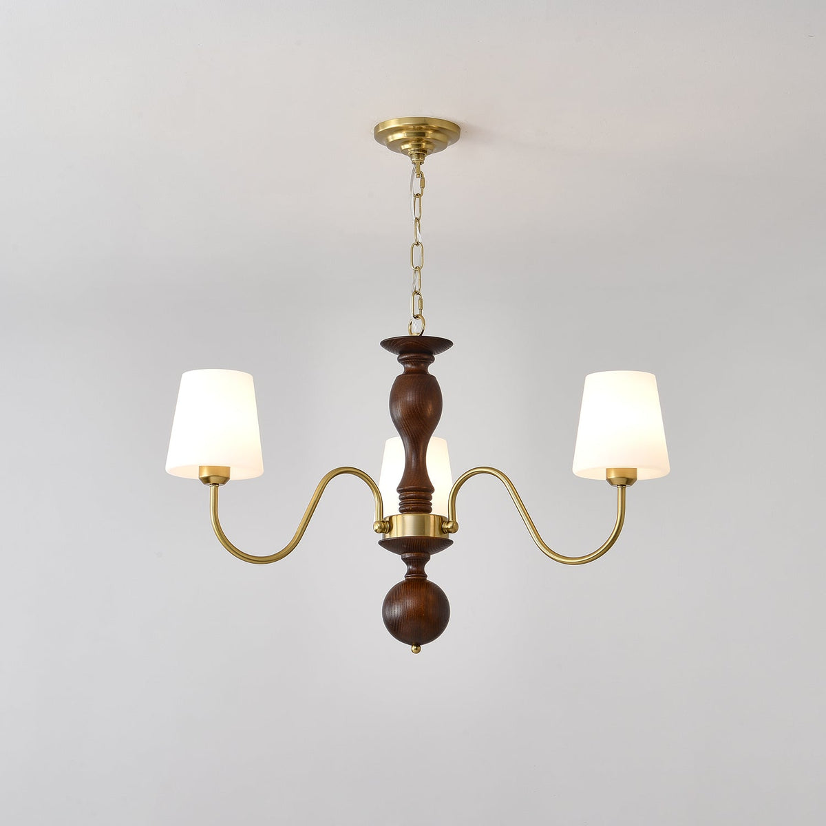 Vivena Chandelier Brass Wood Rustic Vintage