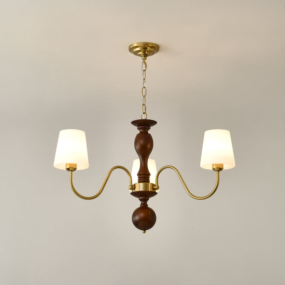 Vivena Chandelier Brass Wood Rustic Vintage