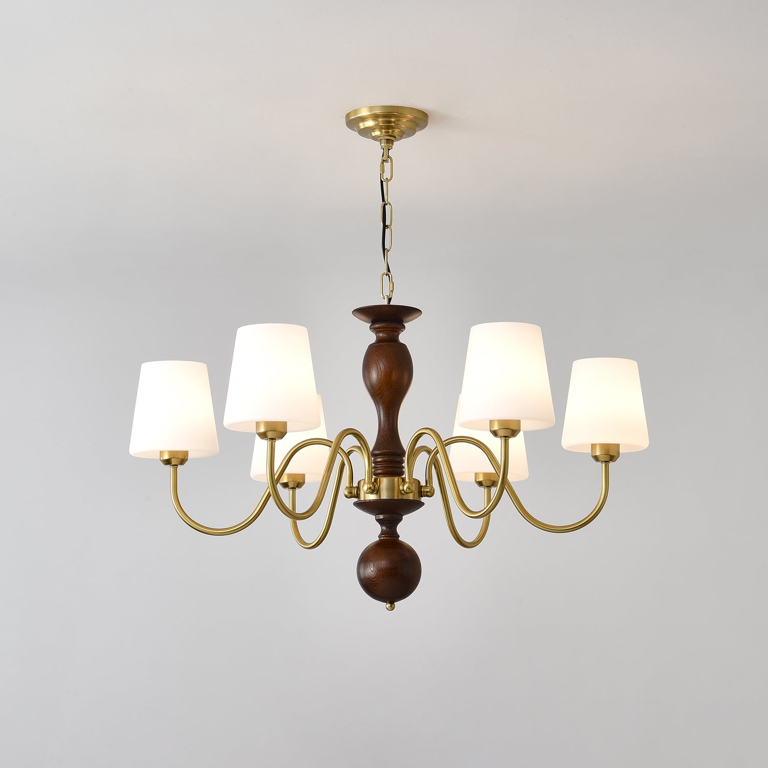 Vivena Chandelier Brass Wood Rustic Vintage