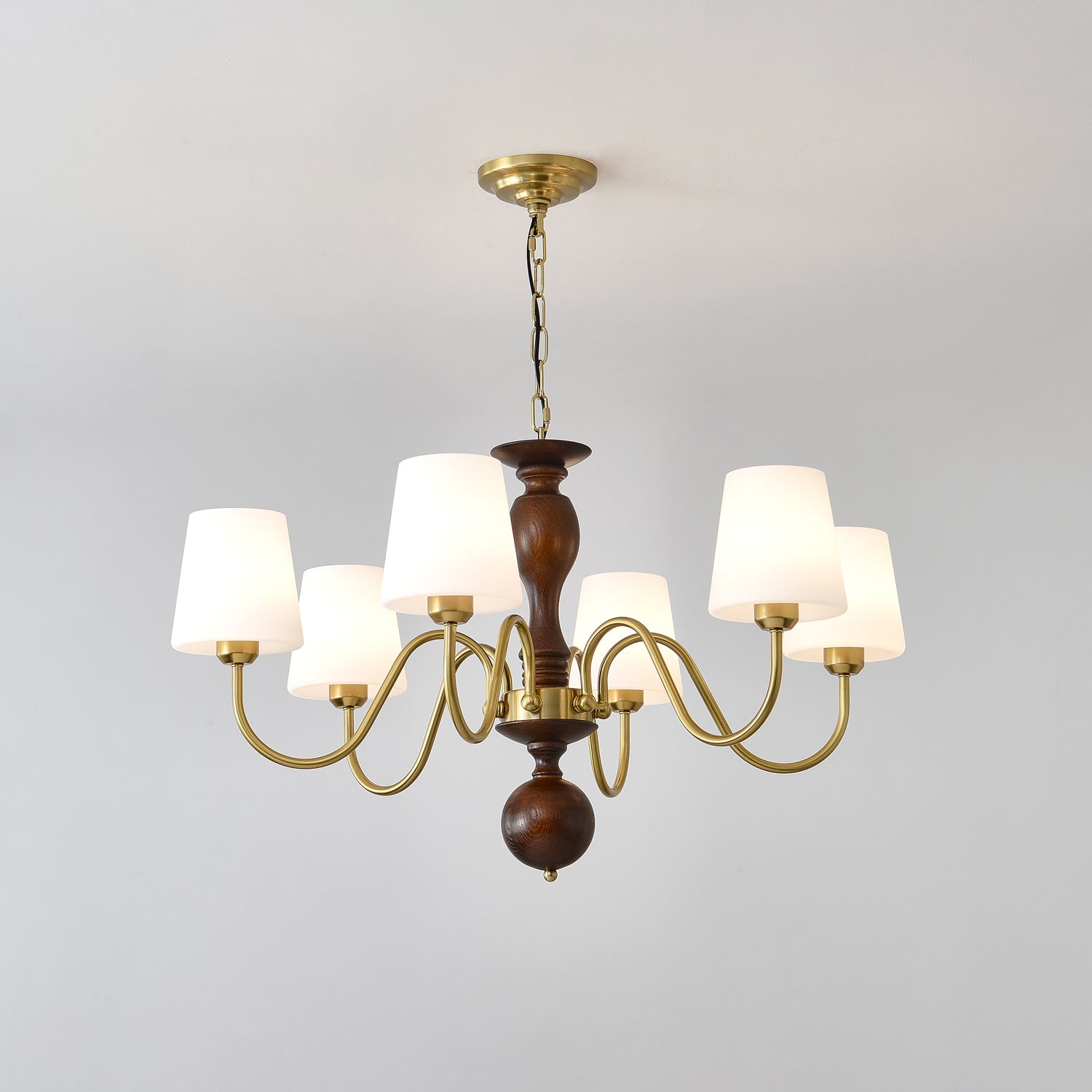Vivena Chandelier Brass Wood Rustic Vintage