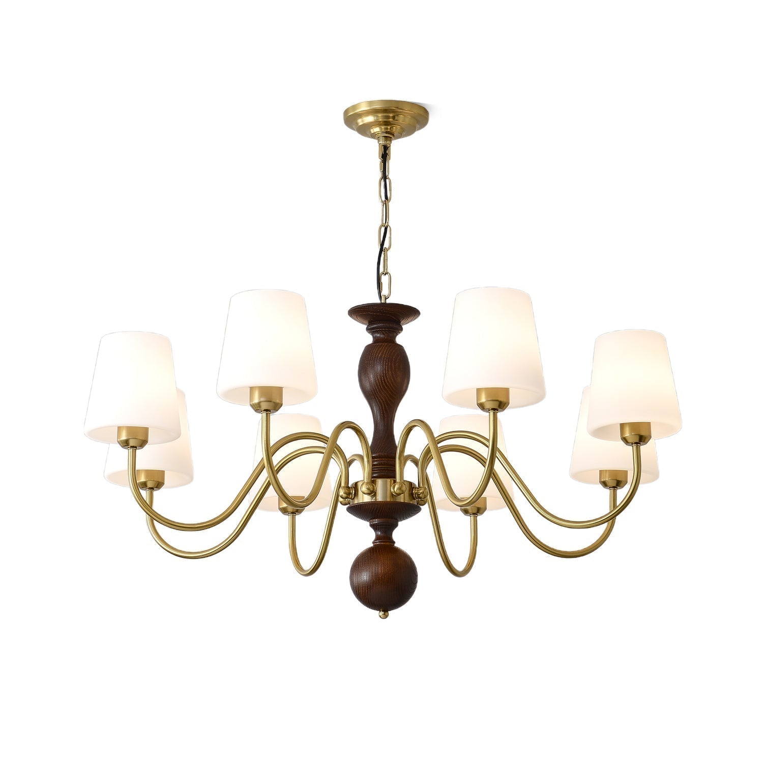 Vivena Chandelier Brass Wood Rustic Vintage