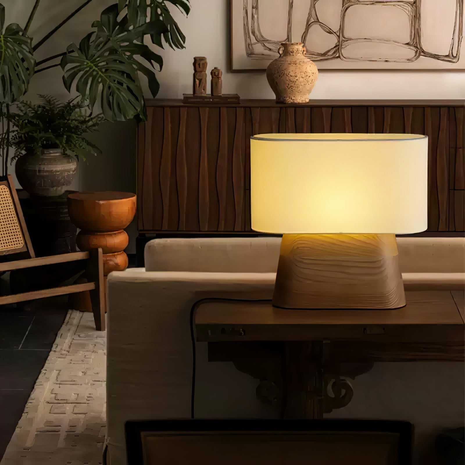 Grashen Wood & Fabric Table Lamp
