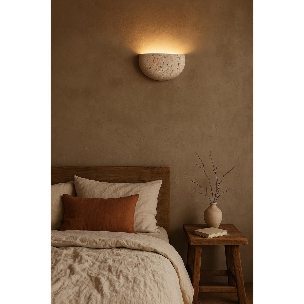 Cuvenarae Modern Minimalist Moon Travertine Wall Lamp