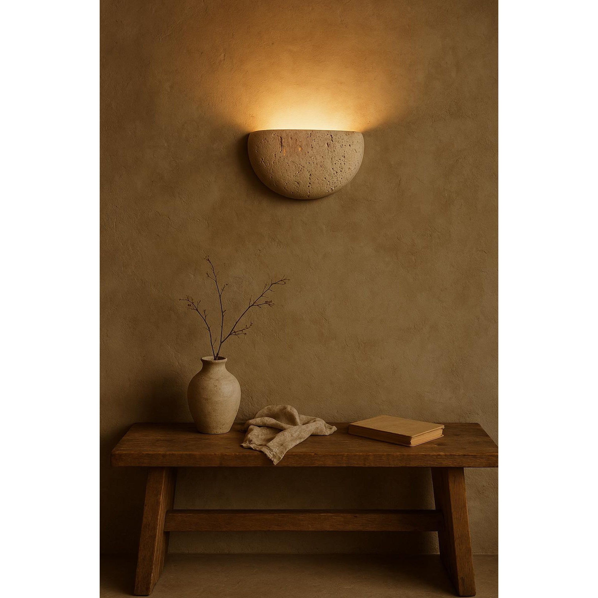 Cuvenarae Modern Minimalist Moon Travertine Wall Lamp