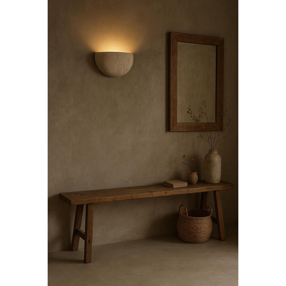 Cuvenarae Modern Minimalist Moon Travertine Wall Lamp