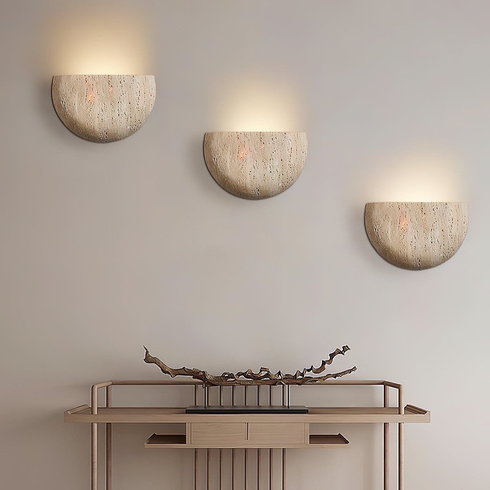 Cuvenarae Modern Minimalist Moon Travertine Wall Lamp - Neutral Decor