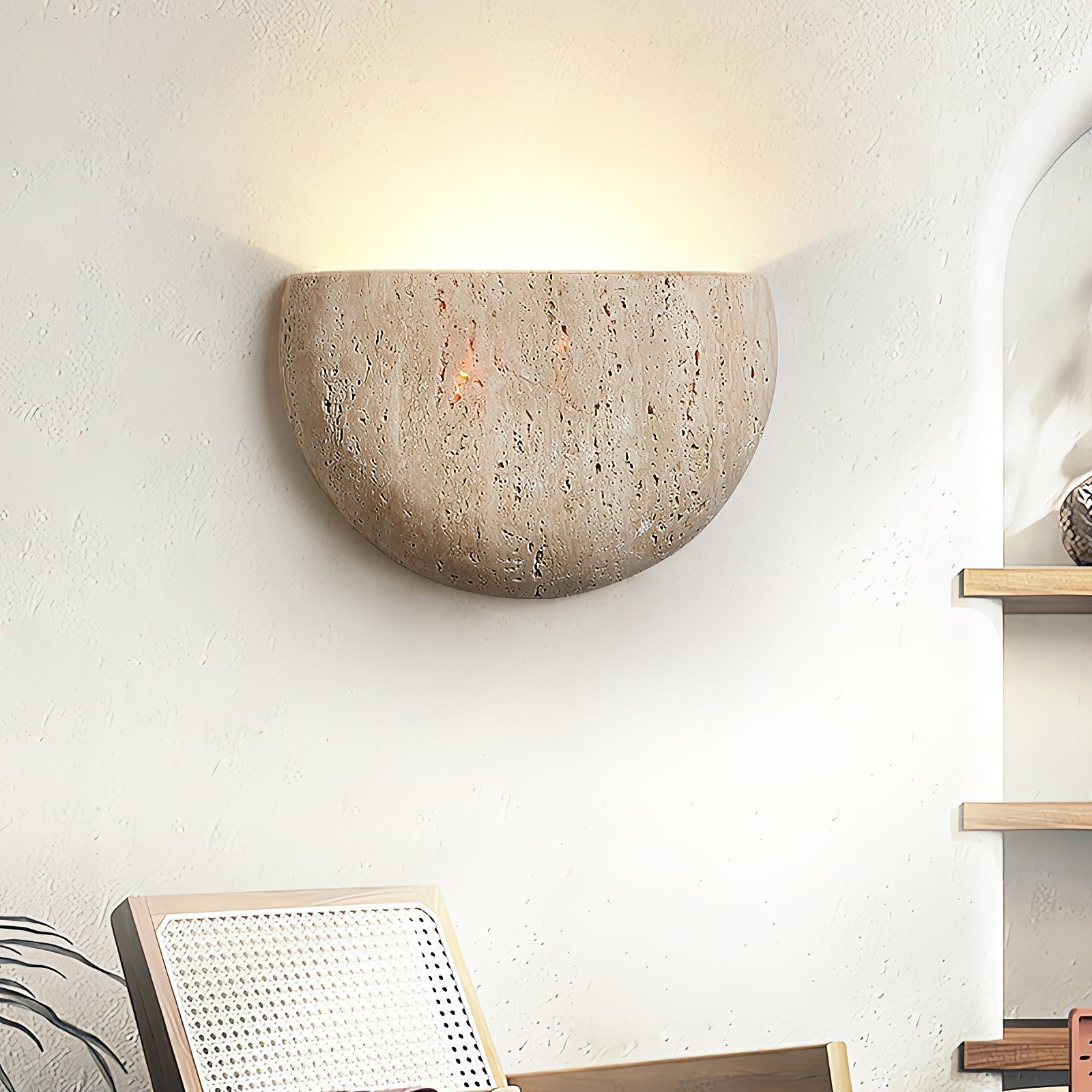 Cuvenarae Modern Minimalist Moon Travertine Wall Lamp