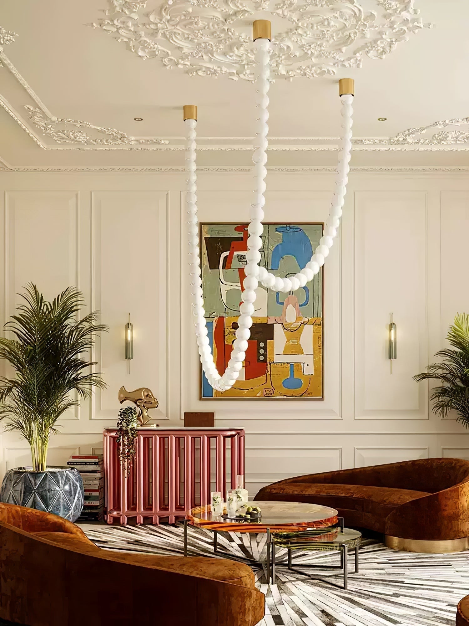PearlCascade Glass Bead Chandelier