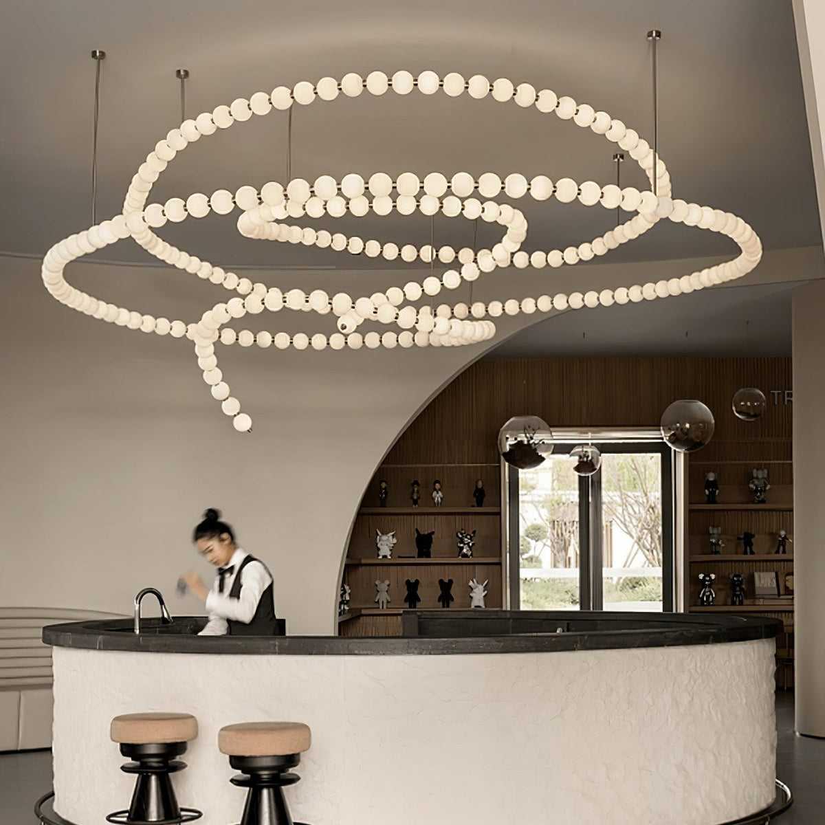 PearlCascade Glass Bead Chandelier