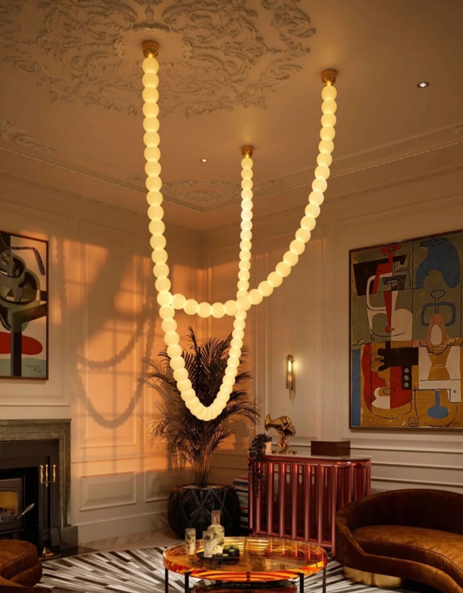 PearlCascade Glass Bead Chandelier