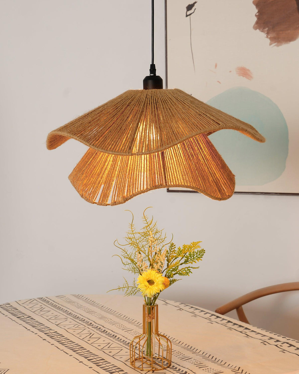 Avenaenne Pendant Lamp Handmade Straw Hat Double Layer