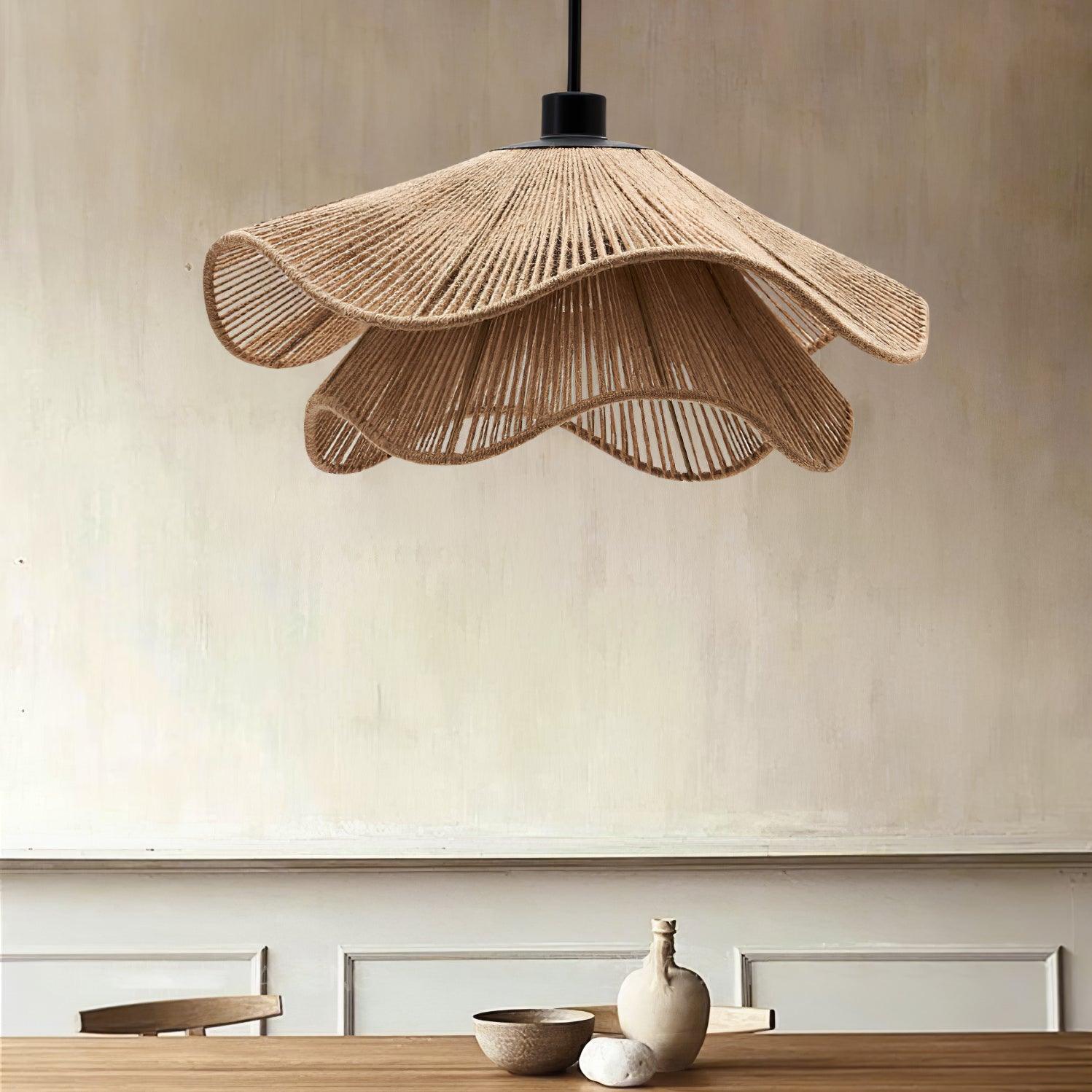 Avenaenne Pendant Lamp Handmade Straw Hat Double Layer