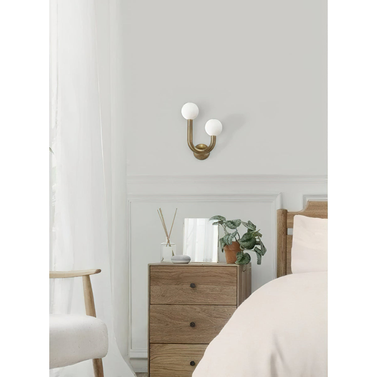 Zoshaos Modern Minimalist Happy Brass Glass Wall Lamp