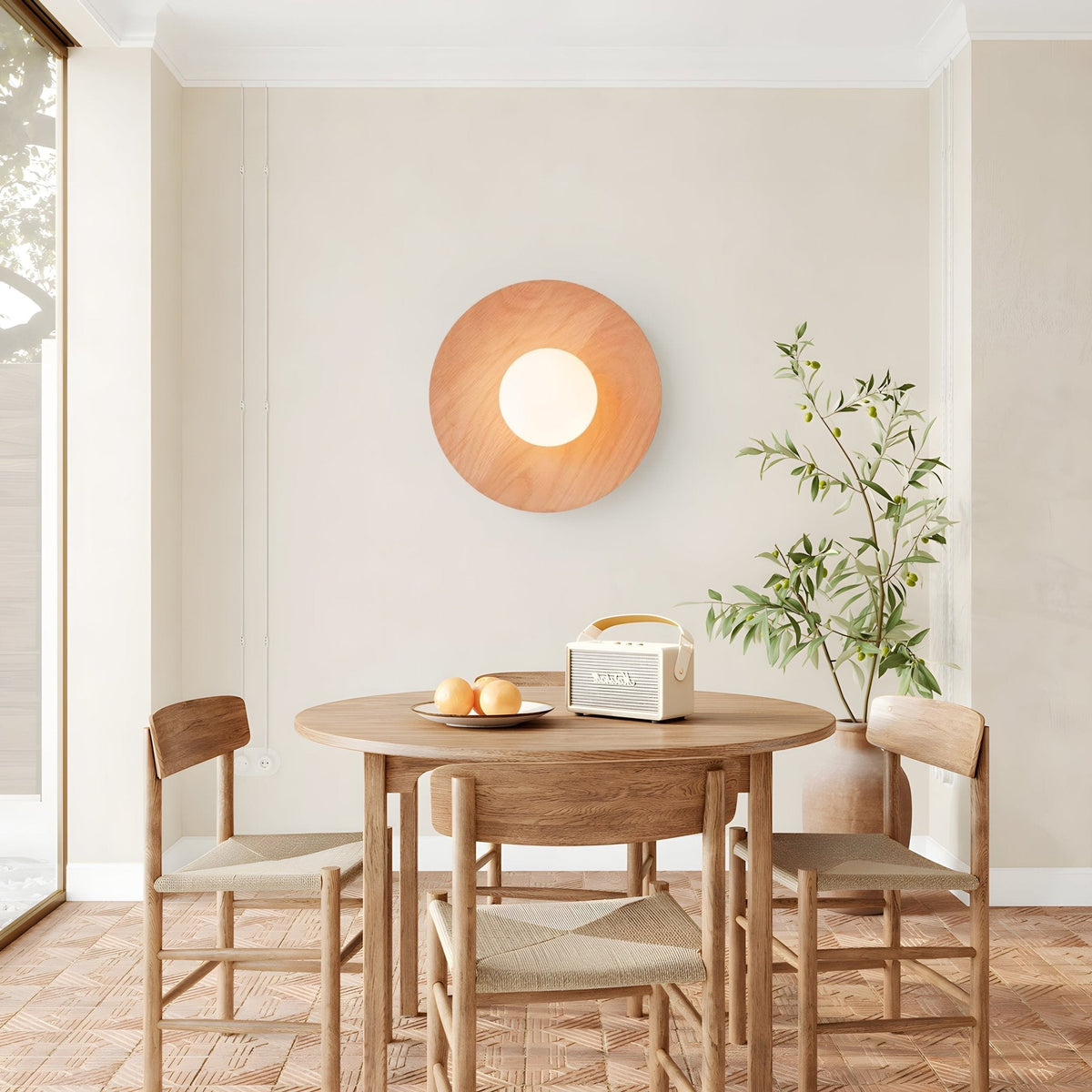 Eloza Modern Minimalist Wooden Glass Wall Light