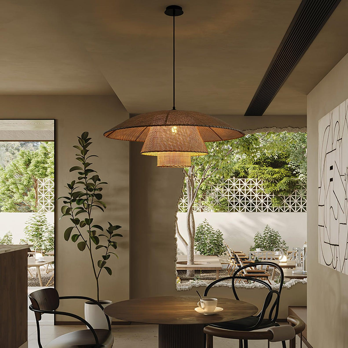 Arixu Rattan Vintage Pendant Lamp