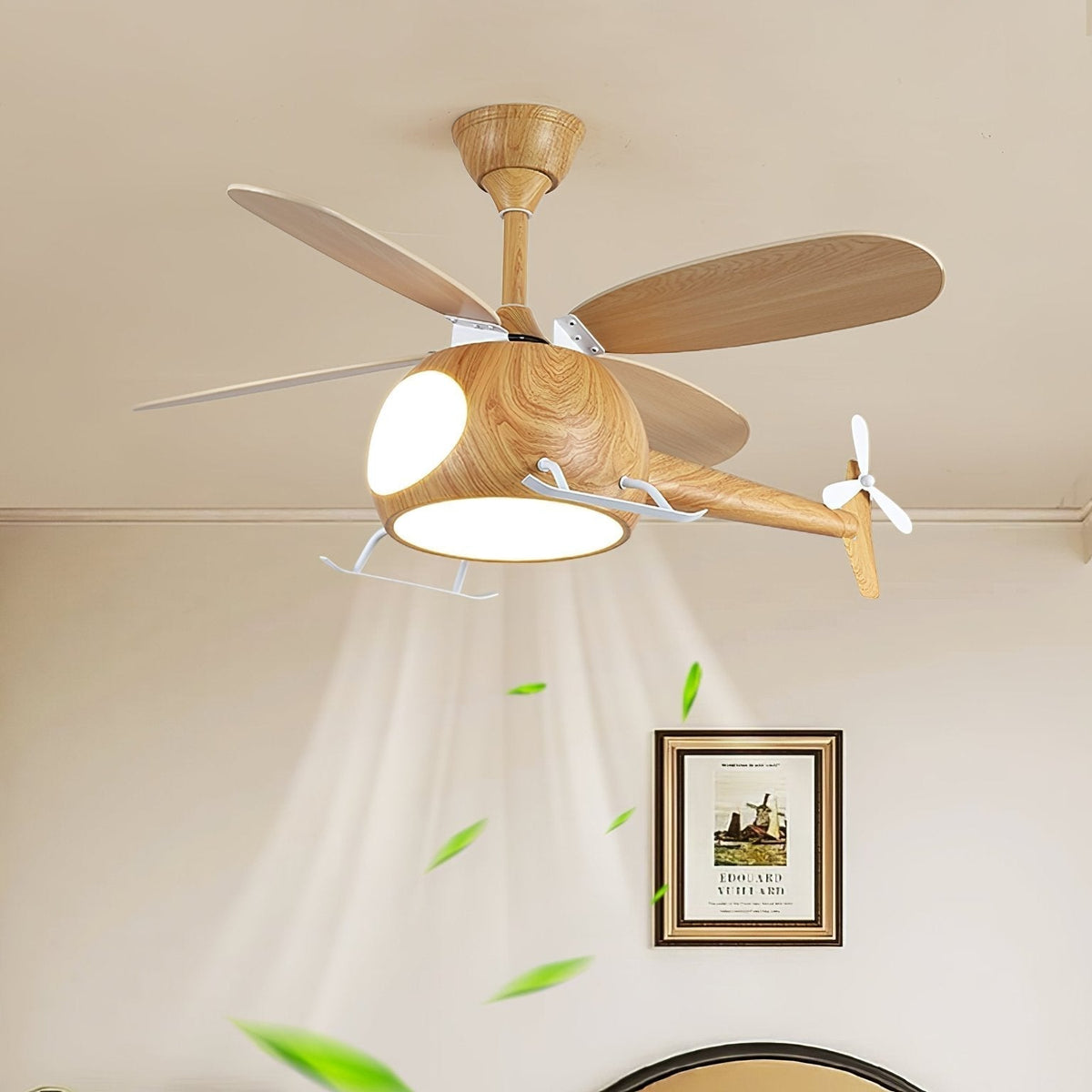 Aviara Modern Wood Breeze Kids Ceiling Fan Light