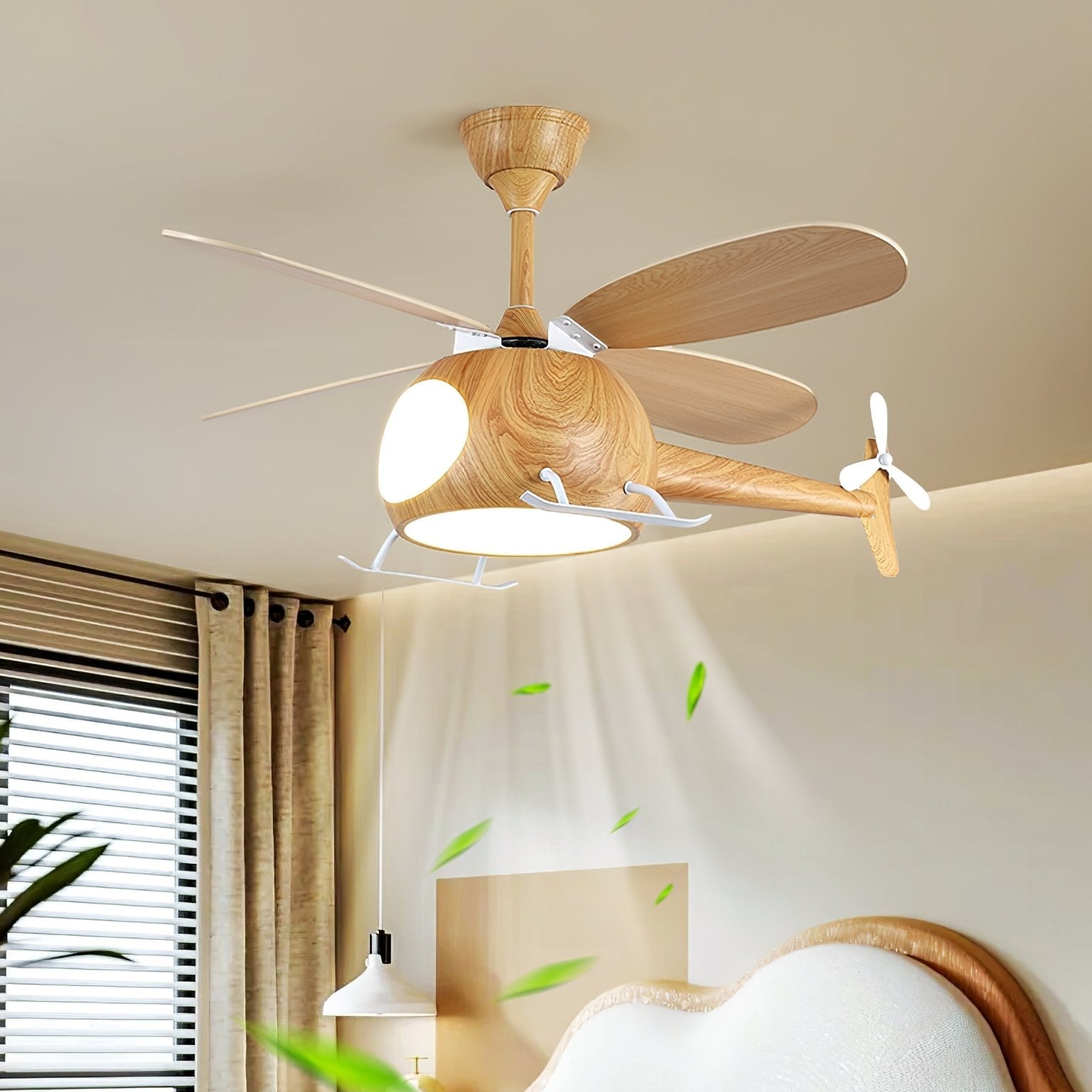 Aviara Modern Wood Breeze Kids Ceiling Fan Light