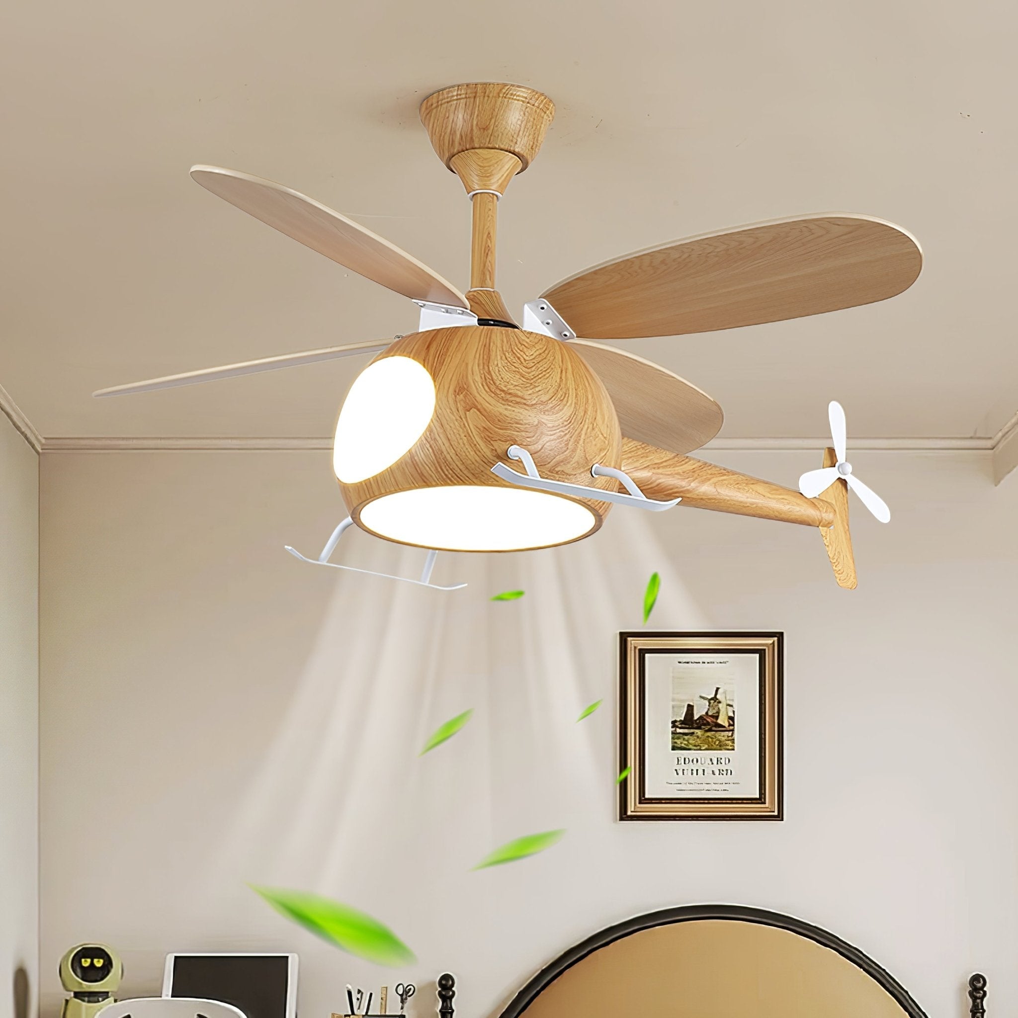 Aviara Modern Wood Breeze Kids Ceiling Fan Light