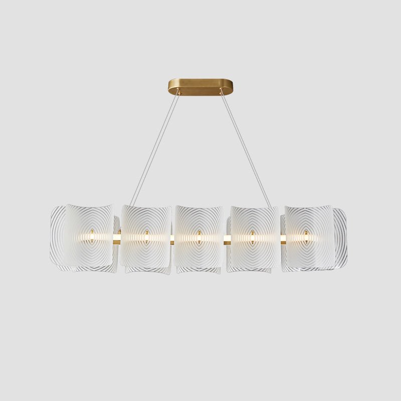 Virinia Postmodern Luxury Rectangle Brass Glass Pendant Lamp