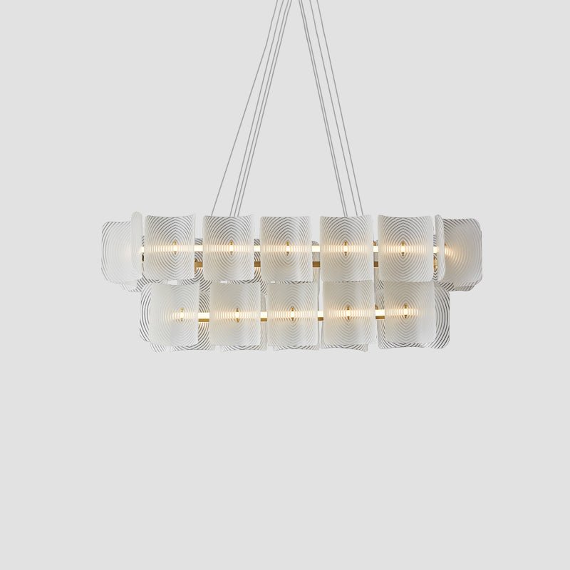 Virinia Postmodern Luxury Rectangle Brass Glass Pendant Lamp