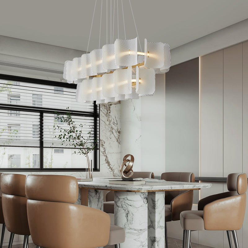 Virinia Postmodern Luxury Rectangle Brass Glass Pendant Lamp