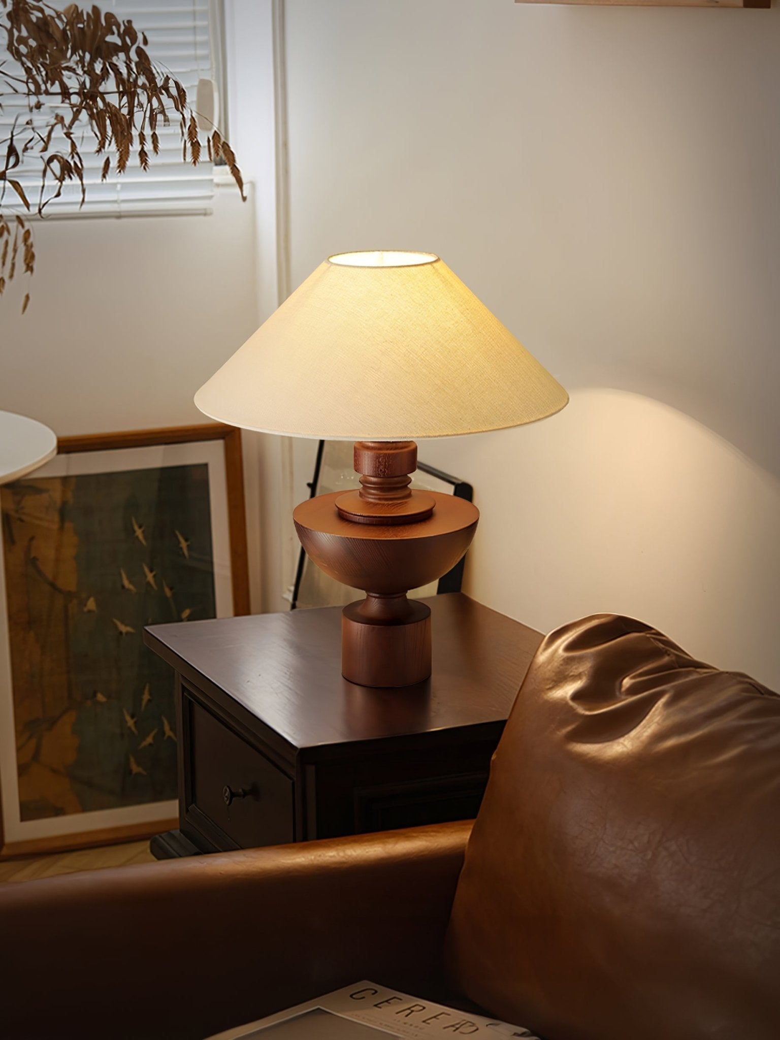Dunell Wood Fabric Vintage Table Lamp
