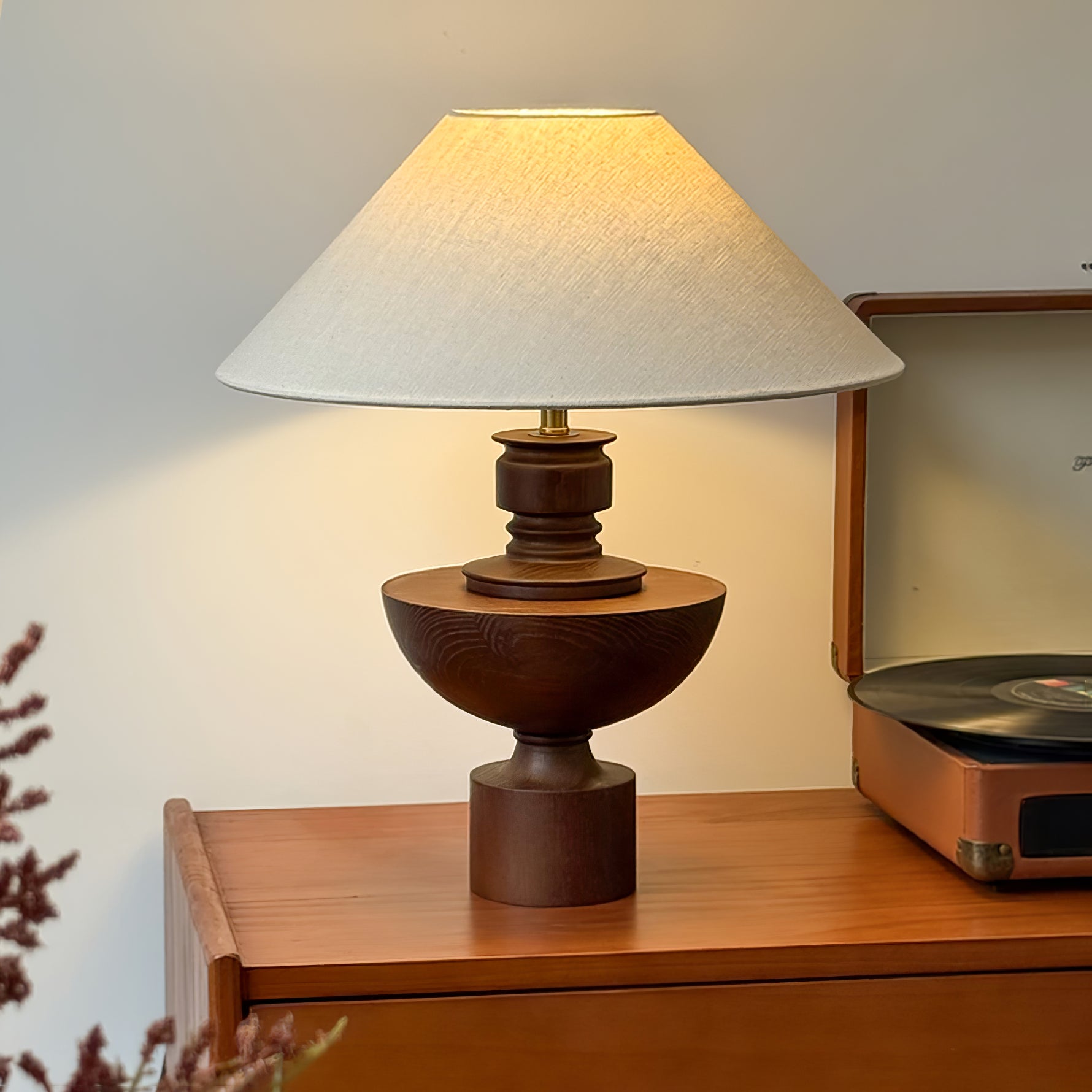 Dunell Wood Fabric Vintage Table Lamp