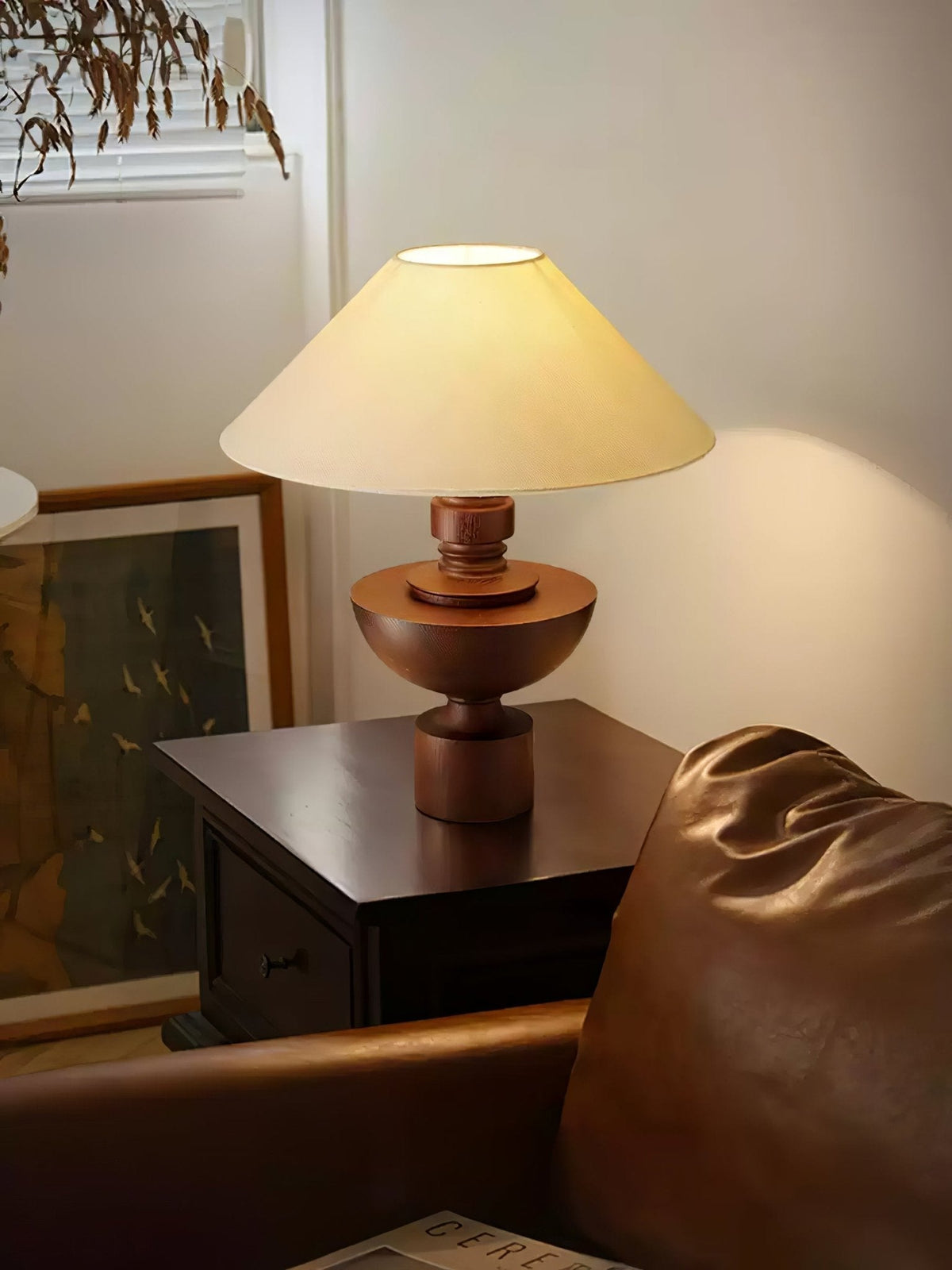 Dunell Wood Fabric Vintage Table Lamp