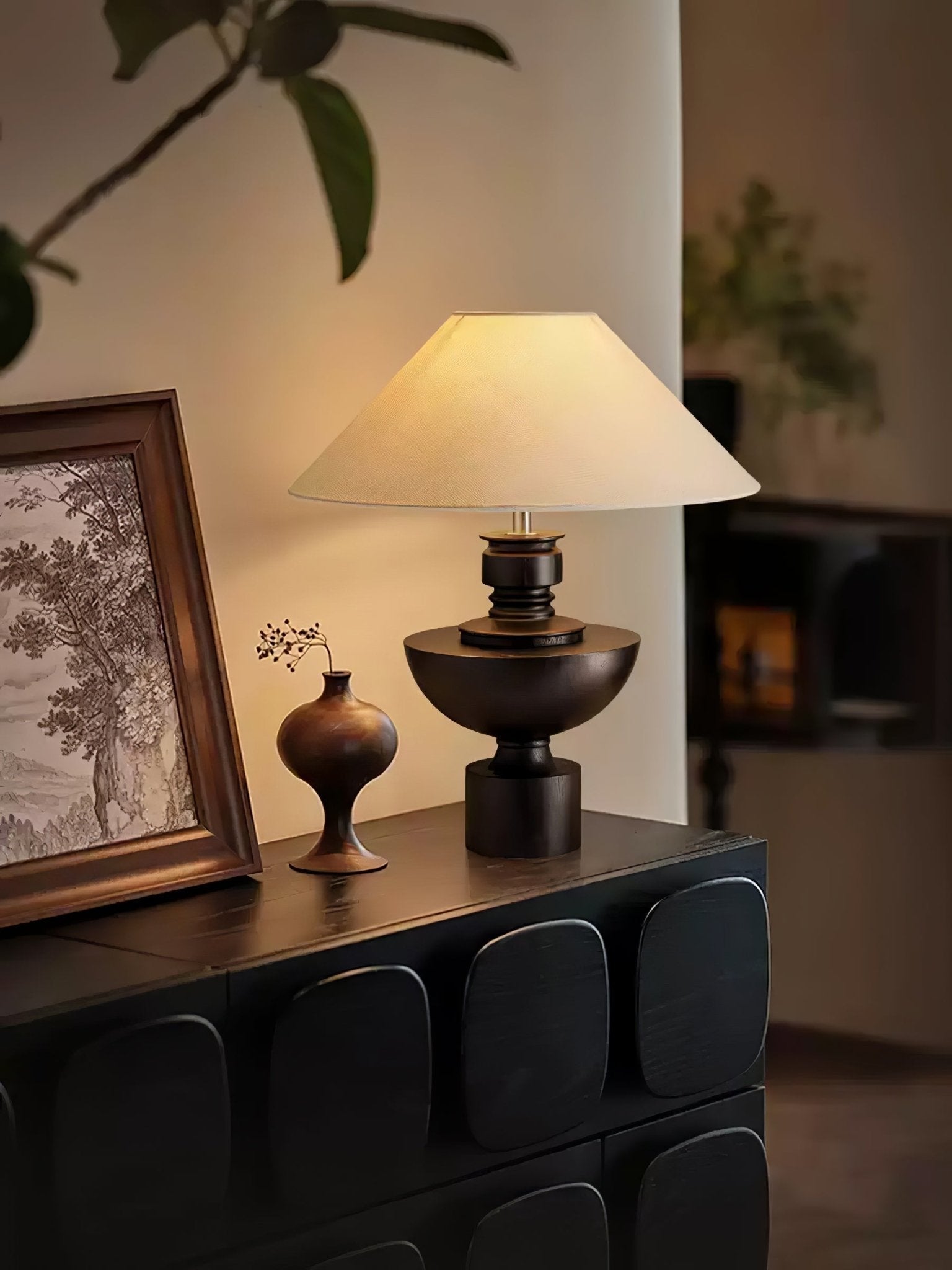 Dunell Wood Fabric Vintage Table Lamp
